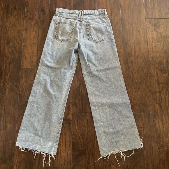 Slvrlake Grace Double Yoke Jeans Let It Ride Raw Hem Crop 31 Wide Leg - Picture 10 of 12